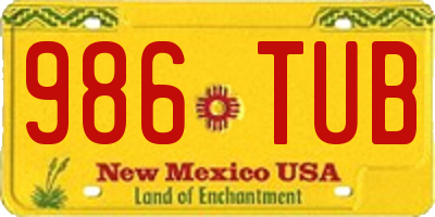 NM license plate 986TUB