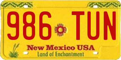 NM license plate 986TUN