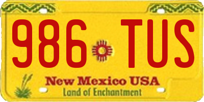 NM license plate 986TUS