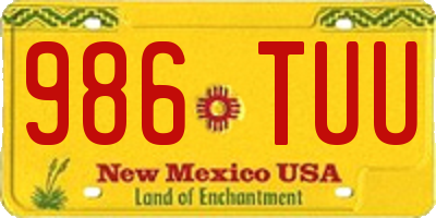 NM license plate 986TUU