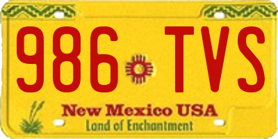 NM license plate 986TVS