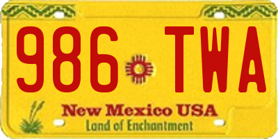NM license plate 986TWA