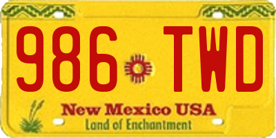 NM license plate 986TWD