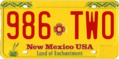 NM license plate 986TWO