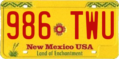 NM license plate 986TWU