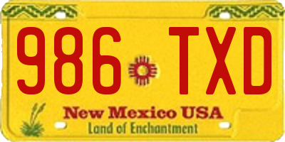 NM license plate 986TXD