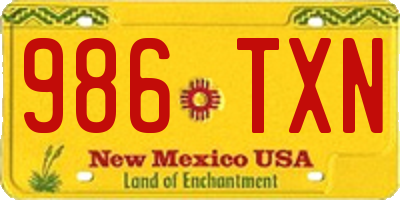 NM license plate 986TXN