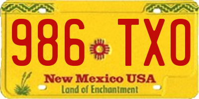 NM license plate 986TXO