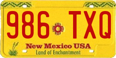 NM license plate 986TXQ