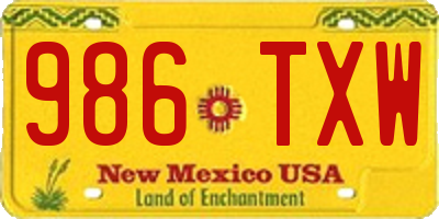 NM license plate 986TXW