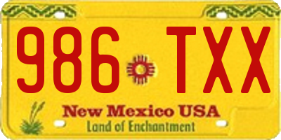 NM license plate 986TXX
