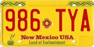 NM license plate 986TYA