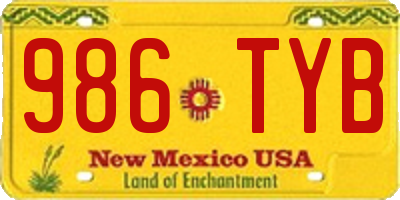 NM license plate 986TYB