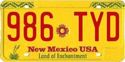 NM license plate 986TYD