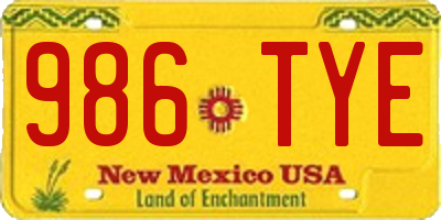 NM license plate 986TYE