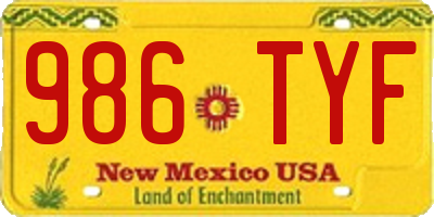 NM license plate 986TYF