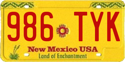 NM license plate 986TYK