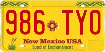 NM license plate 986TYO