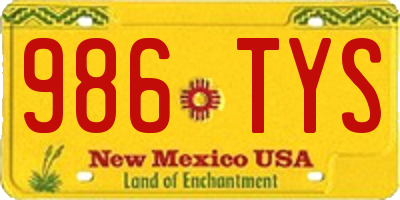 NM license plate 986TYS