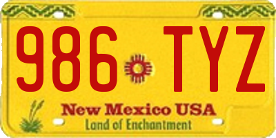 NM license plate 986TYZ