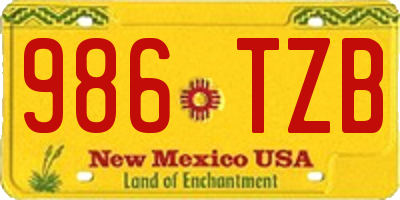 NM license plate 986TZB