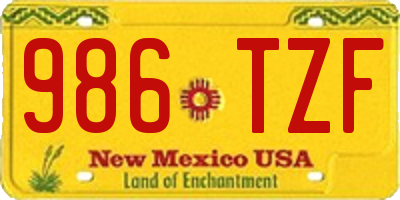 NM license plate 986TZF
