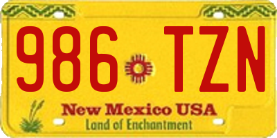 NM license plate 986TZN