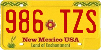 NM license plate 986TZS
