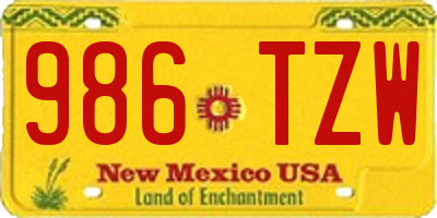 NM license plate 986TZW