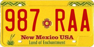 NM license plate 987RAA