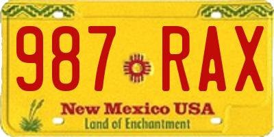 NM license plate 987RAX