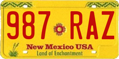 NM license plate 987RAZ