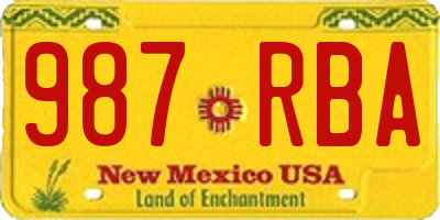 NM license plate 987RBA