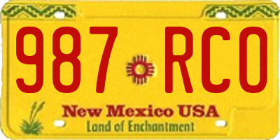 NM license plate 987RCO