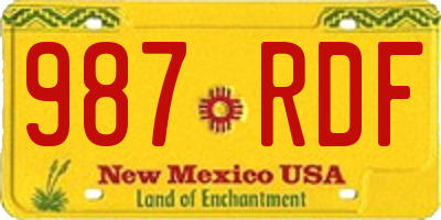 NM license plate 987RDF