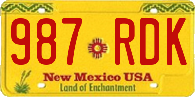 NM license plate 987RDK