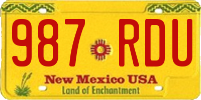 NM license plate 987RDU
