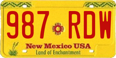NM license plate 987RDW