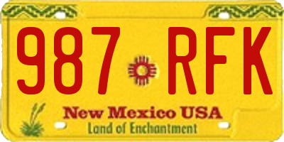 NM license plate 987RFK