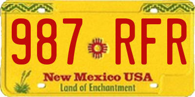 NM license plate 987RFR