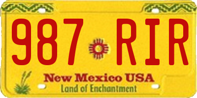 NM license plate 987RIR