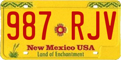 NM license plate 987RJV