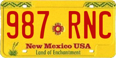 NM license plate 987RNC