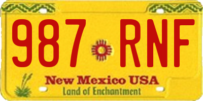 NM license plate 987RNF