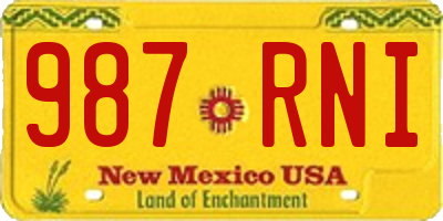 NM license plate 987RNI