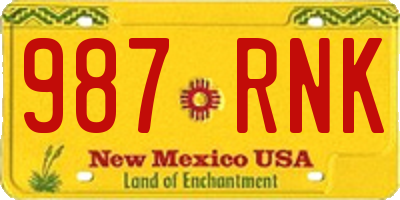 NM license plate 987RNK