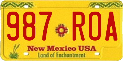 NM license plate 987ROA