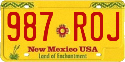 NM license plate 987ROJ