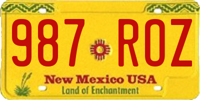 NM license plate 987ROZ