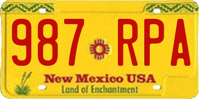 NM license plate 987RPA